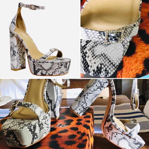 2 for $22🔥Sale Lemonade MILAN Faux Snake Chunky Platforms - Picture 3 of 12